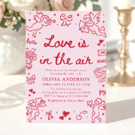 Pink Valentine Love is in the Air Bridal Shower Inbjudningar
