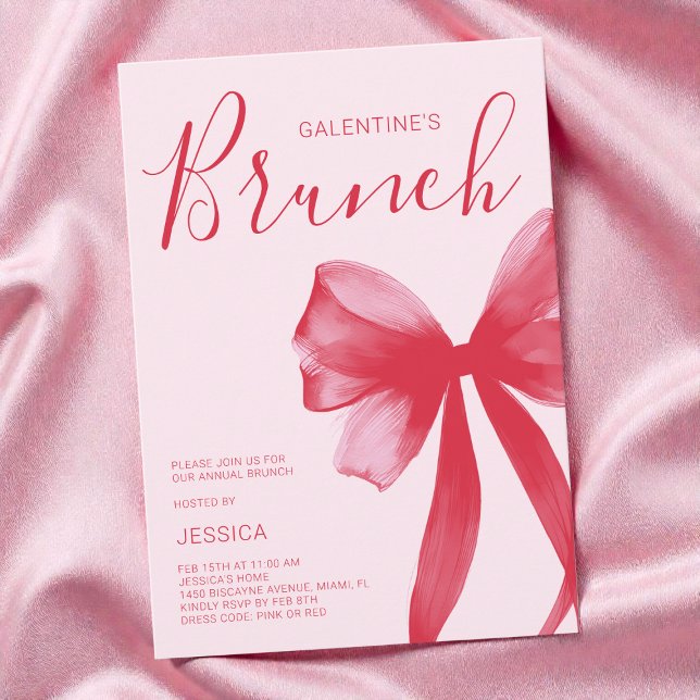 Pink Valentine Watercolor Galentine's Day Brunch Inbjudningar (Pink Valentine Watercolor Galentine's Day Brunch Invitation)