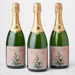 Pink Velvet Christmas Tree Beverage Labels