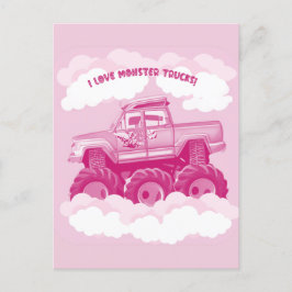 Pink Version I Love Monster Trucks Image      Inbjudan Vykort