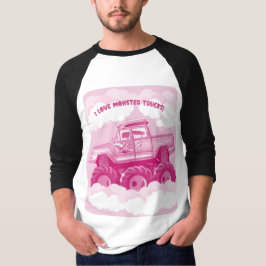 Pink Version I Love Monster Trucks Image     T Shirt