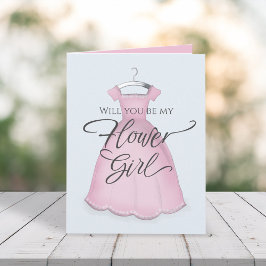 Pink Vill du vara min blomsterflicka Bröllopsförsl Kort