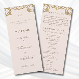 Pink Vintage Baroque Christian Wedding Program