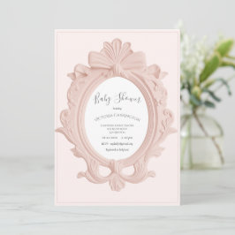 Pink Vintage Frame Baby Shower Inbjudningar