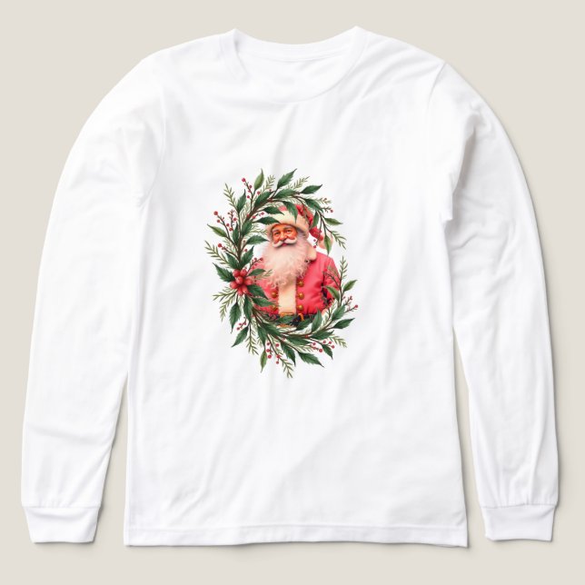 Pink Vintage Santa  T Shirt (Design framsida)