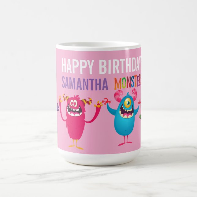 Pink violet monster Fun kids  Kaffemugg (Center)