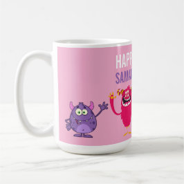 Pink violet monster Fun kids  Kaffemugg