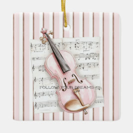 Pink Violin Music Sheet Julgransprydnad Keramik