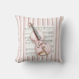 Pink Violin Music Sheet Kudde