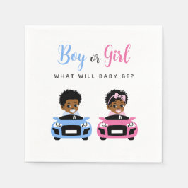 Pink vs Blue Car Race Gender Reveal Napkins Pappersservett