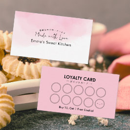 Pink Watercolor Bakery Rewards Loyalty Visitkort