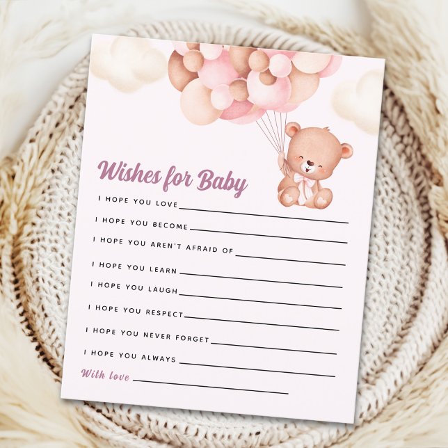 Pink Watercolor Bear Baby Shower Girl (Skapare uppladdad)