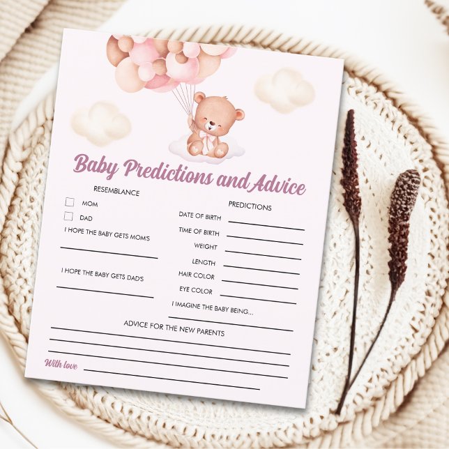 Pink Watercolor Bear Baby Shower Girl (Skapare uppladdad)