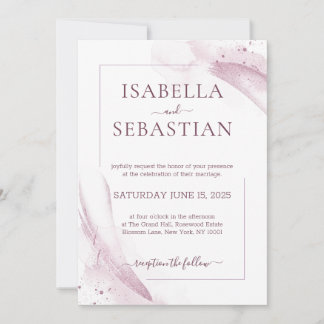 Pink Watercolor Elegant Wedding Inbjudningar