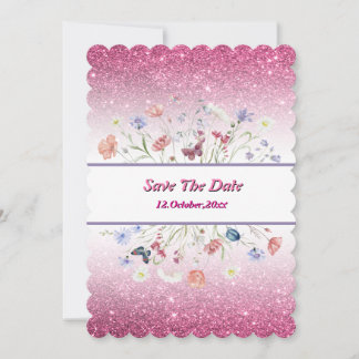Pink watercolor floral flower inbjudningar