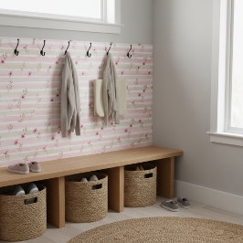 Pink Watercolor Floral Stripe Pattern Kakelplatta