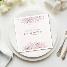 Pink Watercolor Flowers Bridal Shower Pappersservett