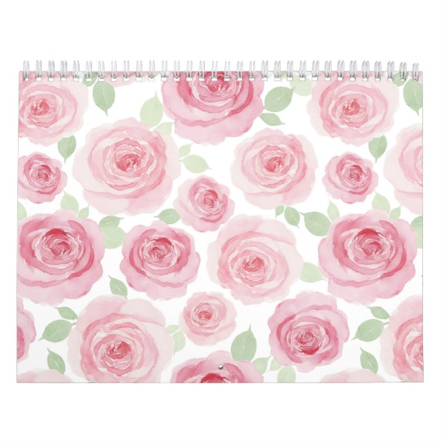 Pink Watercolor Roses Artistic Calendar Kalender (Omslag)