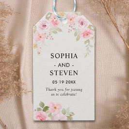 Pink Watercolor Roses Modern Wedding Party Presentetikett
