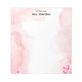 Pink Watercolor Teacher Notepad Anteckningsblock