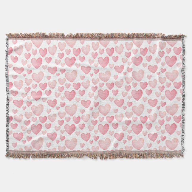Pink Watercolor Valentine Hearts  Filt (Framsidan)