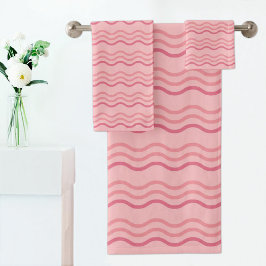 Pink Wave Pattern Towel