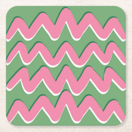 Pink Waves Coaster Underlägg Papper Kvadrat