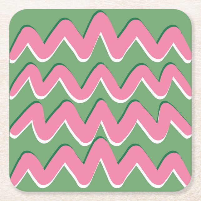 Pink Waves Coaster Underlägg Papper Kvadrat (Framsidan)