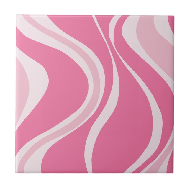 Pink Waves Tile Kakelplatta (Framsidan)