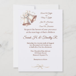 Pink Wedding Bells Traditional Wedding Invitation Inbjudningar