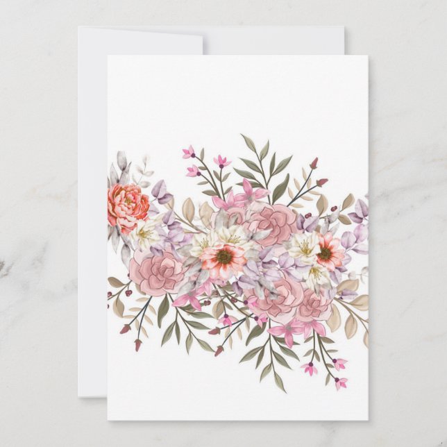 Pink Wedding Bouquet Inbjudningar (Framsida)