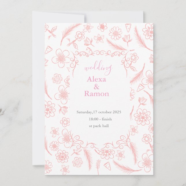 pink wedding inbjudningar (Framsida)