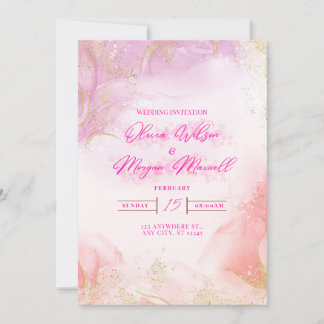 Pink  Wedding Invitation Inbjudningar
