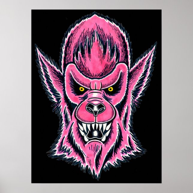 Pink Werewolf Mask Poster (Framsidan)
