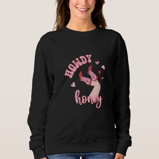 Pink Western Valentine's Day Cowgirl Howdy Partner T Shirt (Framsida)