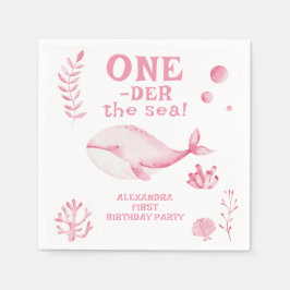 Pink Whale Oneder The Sea 1st Birthday  Pappersservett