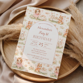 Pink Whimsical Fairy Birthday Inbjudningar