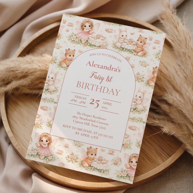 Pink Whimsical Fairy Birthday Inbjudningar (Skapare uppladdad)