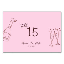 Pink Whimsical Hand Written Scribble Wedding Bordsnummer