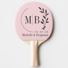Pink Whisper and Black Leaf Wedding Monogram Pingisracket