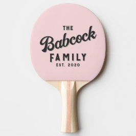 Pink Whisper and Black Retro Family Name & Year Pingisracket