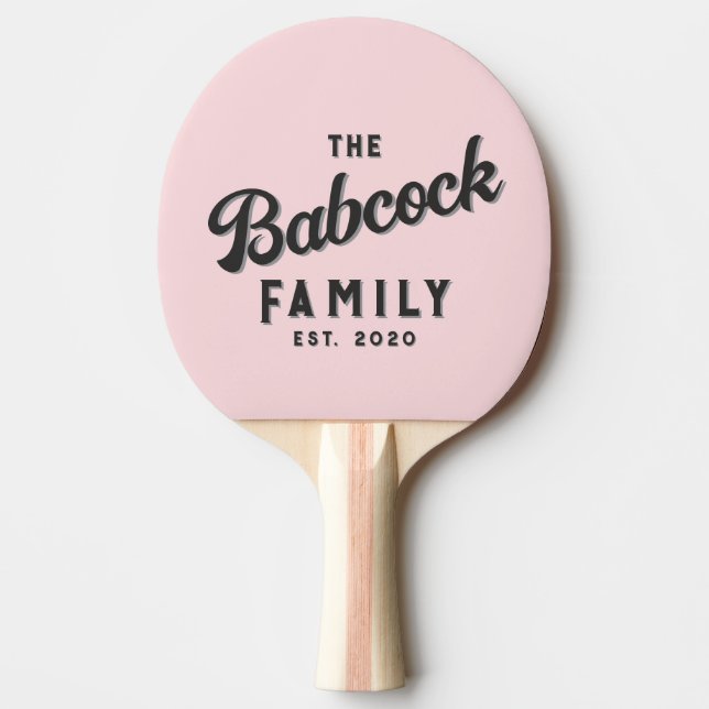 Pink Whisper and Black Retro Family Name & Year Pingisracket (Framsidan)