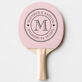 Pink Whisper and Black Wedding Monogram Pingisracket