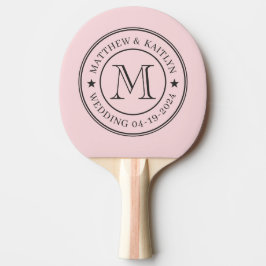 Pink Whisper and Black Wedding Monogram Star Pingisracket