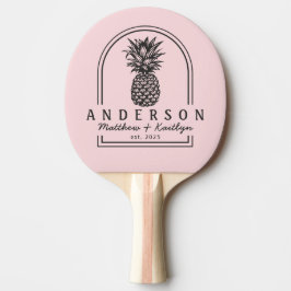 Pink Whisper & Black Pineapple Wedding Arch & Name Pingisracket