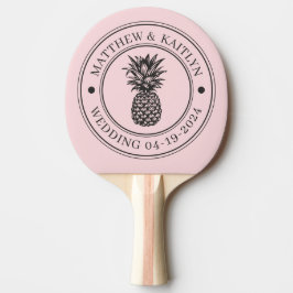Pink Whisper & Black Pineapple Wedding Crest &Name Pingisracket