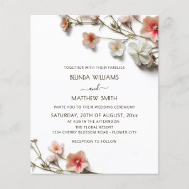 Pink White 3D Wildflowers BUDGET Wedding Flygblad