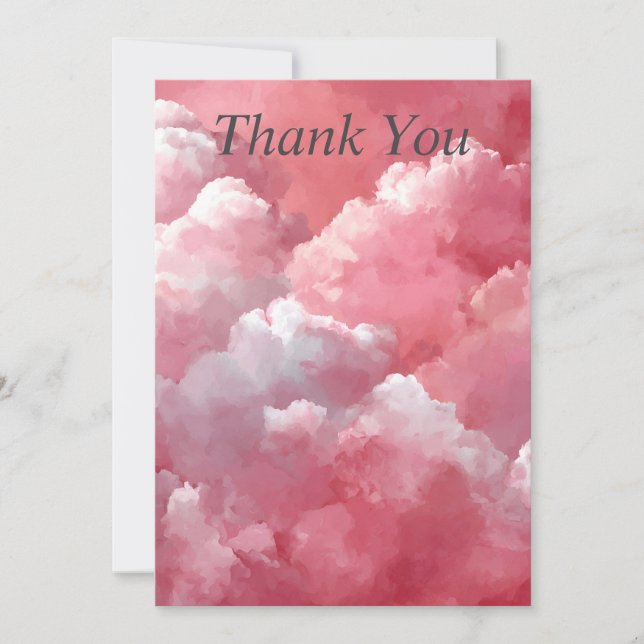 Pink & White Clouds Thank You Card Inbjudningar (Framsida)