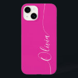 Pink White Elegant Calligraphy Script Name<br><div class="desc">Pink White Elegant Calligraphy Script Custom Personalized Name iPhone 14 Smart Phone Cases features a modern and trendy simple and stylish design with your personalized name in elegant hand written calligraphy script typography on a soft pink background. Designed by ©Evco Studio www.zazzle.com/store/evcostudio</div>