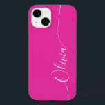 Pink White Elegant Calligraphy Script Name<br><div class="desc">Pink White Elegant Calligraphy Script Custom Personalized Name iPhone 14 Smart Phone Cases features a modern and trendy simple and stylish design with your personalized name in elegant hand written calligraphy script typography on a soft pink background. Designed by ©Evco Studio www.zazzle.com/store/evcostudio</div>